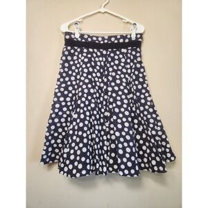 Hobbs Womens Pleated A Line Skirt Polka Dots White and Blue Size 12‎